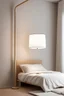 Placeholder: Bed lamp, modern-minimalist style, khaki and white color scheme, plywood