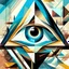 Placeholder: Art composition for art gallery, wall decoration or interior design. Transparency geometrical background. Eye inside a triangle. Cover design template for presentation, poster, cover or brochure.
