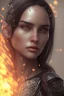 Placeholder: Portrait Gina Ortega face, texture skin,Crystal black eyes, long black hair, wearing The família addams, realistic, 4k, intricate, best quality, fog particles, fire particles, octane render, vray, sword fire, rain