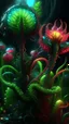 Placeholder: "3D HR Complex Unique and Beautiful Bioluminescent Carnivorous Plants, a breathtaking frontier fantasy artwork by Android Jones, Jean Baptiste monge, Alberto Seveso, Erin Hanson, Jeremy Mann. Minimalist highly detailed and complex professional_photography, masterpieces, 8k resolution concept art, Artstation, tricolor, Unreal Engine 5, cgsociety" Highly detailed ArtStation Concept Art Clear Focus Smooth cinematic 4K epic Details Serious Stoic ARTgerm AN's mature art. Bosch painting style,Busch