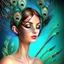 Placeholder: Painting of a woman with peacock feathers on her head, exquisite digital art, beautiful digital art, contemporary digital art, excellent digital illustration, amazing digital art, beautiful digital art, art deco painting, digital art of elegant and beautiful digital artwork, futuristic art, painting Elegant digital, elegant lady, girl with feathers, elegant woman, artistic digital art