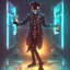 Placeholder: a cyberpunk hacker pirate captain skeleton holding a beer glass with a pirate hat sitting in front of a huge old crt monitor in a dark room , only light coming from crt monitor, highly detailed, intricate, digital art, trending on artstation, trending on cgsociety, by greg rutkowski