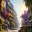 Placeholder: Beaux Arts,uphill road building,colourful city ,beautiful,Various coulour building,liveable street,green building,plants,tree,stairs,detailed facades,,4k, alphonse mucha, greg rutkowski, matte painting, cryengine