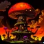 Placeholder: A fantabulous black, lime, and tangerine (((mushroom tower house))) erected atop a (geologic pillar), surrounded by the uncanny imaginative ((( swirling skies))), offset by the stark hues of a (neon-tinged nebulous space scape), within. captured by the hand a skilled master painter with a focus on (softly blurred compositions and voluminous lighting).