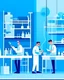 Placeholder: Vaccine research, scientists conducting experiments in laboratory. Vector illustration in flat style