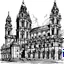 Placeholder: ink draw of santiago de compostela cathedral