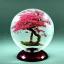 Placeholder: large glass globe with ultra-fine detailed cherry blossom tree growing out of the globe, broken glass, red and gold tablecloth, beautiful, peaceful, gorgeous, flickering light, ornate, 8k, high-quality, fine-detail, intricate, digital art, brian froud, howard lyon, selina french, anna dittmann, annie stokes, Greg Rutowski