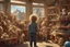 Placeholder: a little boy with curly blond hair is standing with his back to us, looking at toys (stuffed animals, building blocks, trains, legos, rocking horses) in a toy shop window Nikon D850 digital painting fantasy 4k very attractive fantastic view ultra detailed 4K 3D cinematic postprocessing in sunshine