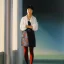 Placeholder: Full body portrait, painting, medium shot lady Yamikawa