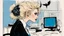 Placeholder: [in her dark office with a pervert smile, by Ralph Steadman] Name: Nancy Occupation: Mid-level Contract Demon at Infernal Affairs Inc. Features: Hair: blonde with a sauerkraut hairdo Skin: light Eyes: blue Build: athletic and curvy Extra Details: small horns