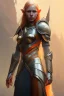 Placeholder: painting of a tall elven young woman with short light orange hair and freckles and tall body light armor, full body, ultra realistic, concept art, intricate details, eerie, highly detailed, photorealistic, octane render, 8 k, unreal engine. art by artgerm and greg rutkowski and charlie bowater and magali villeneuve and alphonse mucha