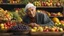 Placeholder: elderly male market trader selling many different types of fruit, showing his head and upper body, perfect eyes, perfect anatomy, exquisite composition, beautiful detailed intricate detailed octane render, 8k artistic photography, photorealistic, soft natural volumetric cinematic perfect light, chiaroscuro, award-winning photograph, masterpiece, raphael, caravaggio, bouguereau