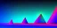 Placeholder: 3d rendering. Abstract futuristic neon background. Fantastic landscape with glowing geometric triangular frame and mountains