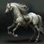 Placeholder: Призрачная лошадь во весь рост с черепом на морде, передними копытами как у лошади, а задними лапами как у льва, с длинной гривой