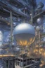 Placeholder: Naoyuki Katoh, Masamune Shirow, Hajime Sorayama, Surreal, mysterious, bizarre, fantastical, fantasy, Sci-fi fantasy, anime, blueprint of future technology, ultra-high frequency/ultra-high voltage alternating current experiment, world system, electric phenomenon in vacuum, earth is the largest spherical capacitor (electricity storage), Tesla coil, beautiful cyborg miniskirt girl, perfect voluminous body, Detailed masterpiece
