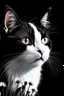 Placeholder: Draw me a black and white cat with flowers in high quality 8k
