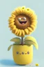 Placeholder: Cheery and cute sunflower in a pot avatar full body in fluffy material