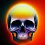 Placeholder: Aleksander Kotsis has created a digital artwork featuring a close-up view of a skull against a colorful background. The psychedelic art piece incorporates elements such as "liquid fire," "yellow infrared," and a "whirling death" to create a vibrant, 70s-inspired aesthetic reminiscent of artist Beeple's style. Additionally, the artwork features elements of colored analog photography and voodoo, resulting in a unique and visually striking composition. The aspect ratio of the artwork is 2:3.