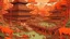 Placeholder: A rosy tannish orange colored cyberpunk zoo designed in African pottery painted by Utagawa Hiroshige