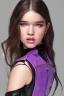 Placeholder: 4K Ultra-HD -- Hailee Steinfeld wearing a black leather jacket and a purple halter top --4k Ultra-HD--Hyper realistic--Cinema lighting