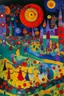 Placeholder: A purple graveyard with dancing ghosts painted by Wassily Kandinsky