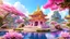 Placeholder: beautiful colorful Asia state spring's flowers, nature, little pink thai temple, fountains, lake, fantasy, sharpen, romantic dreamy mood, elegant, cute, dramatic viewing, amazing world, pastel colorful, high contrast, 8k high definition, unreal engine 5, extremely sharp detail, light background,