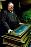 Placeholder: President William H. Taft painted buried in a piano coffin biomechanical