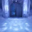 Placeholder: ethereal winter flowers, carved ice door at the end of ice steps, magical atmosphere, Beardsley, Unreal render, mdjourny v3 style, cinematic blue