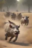 Placeholder: Animation image of warthogs running wild laughing, 8k high quality real life animation