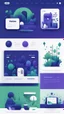 Placeholder: illustrations with a simple art style that show webiste's home page use dark blue-purple and bright green