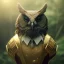 Placeholder: realistic, octane portrait, natural lighting,full body shining gold metal, elegant, bokeh, volumetric lighting, extreme detail, Photorealism, High detail, Hyper realistic Owl in forest, macro lens blur,cinematic, cinema4d, HDR, 8k, unreal engine 5