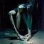 Placeholder: Minimal abstract oil paintings close up person limbs sinew and concrete fragments illuminated at night style of Justin Mortimer