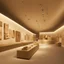 Placeholder: Museum design with “interactive exhibition halls”, natural lighting, modern style, earthy colours