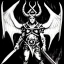 Placeholder: Devil demon satan king knights war code prophecy black and white