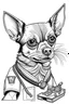 Placeholder: Chihuahua as a mechanic, coloring book page, realistic, simplistic