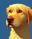 Placeholder: Cute golden retriever puppy dog sitting down looking up , plain background