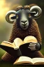 Placeholder: black sheep reads a book, 8k quality