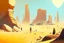 Placeholder: Sunny day, people, rocks, sand, distant modern city