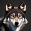 Placeholder: Ultra realistic cg rendering of Jet black wolf with gold eyes