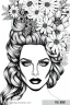 Placeholder: hyper detailed, black and white, thick line, coloring book illustration, lineart, stunningly beautiful woman in flowers