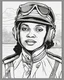 Placeholder: Outline art for coloring pages with Bessie Coleman, white background, sketch style, only use black outline, white background, no shadows and well and clear outline