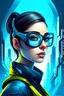 Placeholder: awesome illustration, featured on FreePik, woman with smart glasses, futuristic, technology