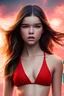 Placeholder: 4K Ultra-HD -- Hailee Steinfeld wearing a red bikini --4k Ultra-HD--Hyper realistic--Cinema lighting