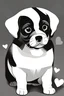 Placeholder: 2 love puppies, playing in the park with hearts all around, dark lines, no color, no shading, coloring pages for kids, black and white