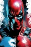 Placeholder: Poster in two gradations, split in half, one side "deadpool", other side "wolfverine", midline of the face, painting by Yoji Shinkawa, solid, pastel and splash colours, detailed iridescent, metallic, translucent, dramatic lighting, hyper futuristic, digital art,