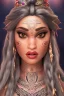 Placeholder:  Portrait voluptuous female Maori Chief iron maiden rainbow Maori tribal tattoos, bow with arrows, full detail, 4k, style of Cosmopolitan golden hair