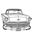 Placeholder: front 1955 Chevy Bel Air Coloring Book, white background, kawaii style cartoon coloring page for kids, cartoon style, clean line art high detailed, no background, white, black, coloring book, sketchbook, realistic sketch, free lines, on paper, character sheet, 8k