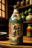 Placeholder: Typical japanese 1800 sake bottle comic book style