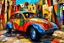 Placeholder: Cubism art. old car , Chagall, Pablo Picasso style, ultra hd, realistic, vivid colors, high detail, UHD drawing, pen and ink, perfect composition, beautifully detailed intricate insanely detailed octane cubism rendering, artstation trend, 8k art photography, cubism concept art, soft natural volumetric cinematic perfect light, geometrical shapes