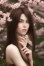 Placeholder: Beautiful Girl in the garden, 18 century, brunette, literally dark hair, dark eyes, slim and tall, smell of sakura